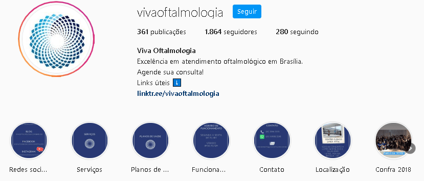 destaques instagram viva oftalmologia redes sociais brasília
